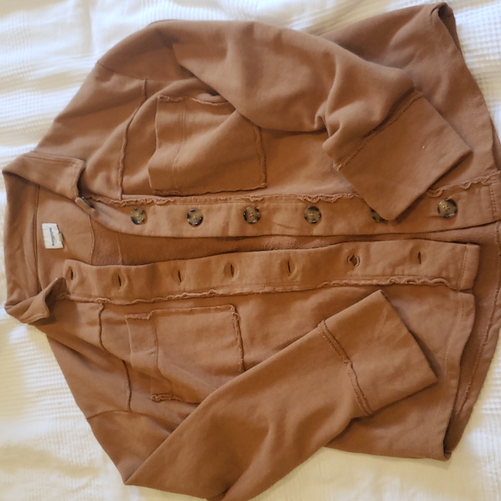 oversized rust frayed shacket